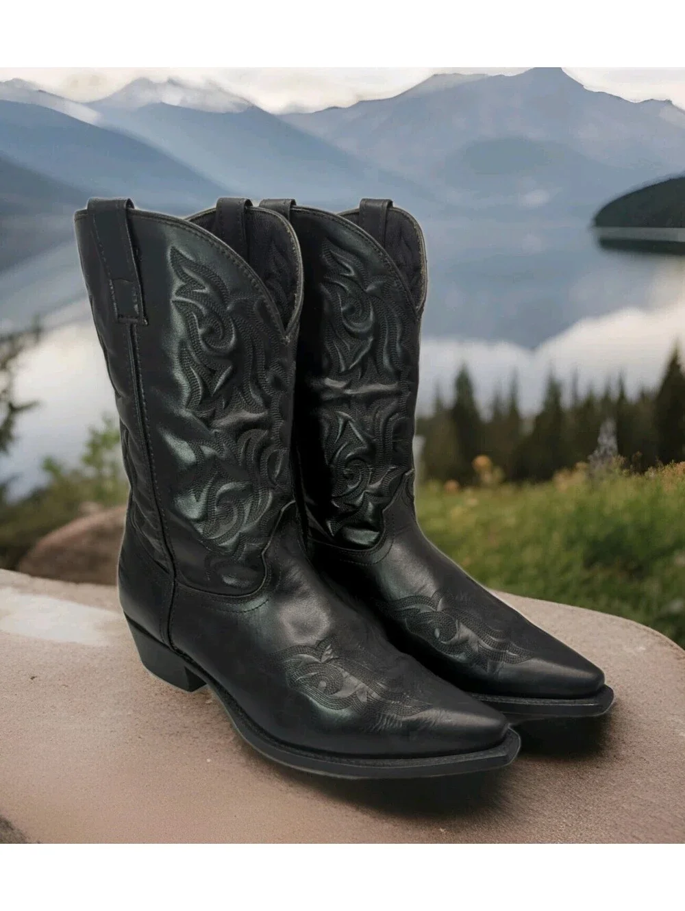 Laredo Snip Toe Black Hawk Leather Western Cowboy Rodeo Dress Boots 6860 Mens 13